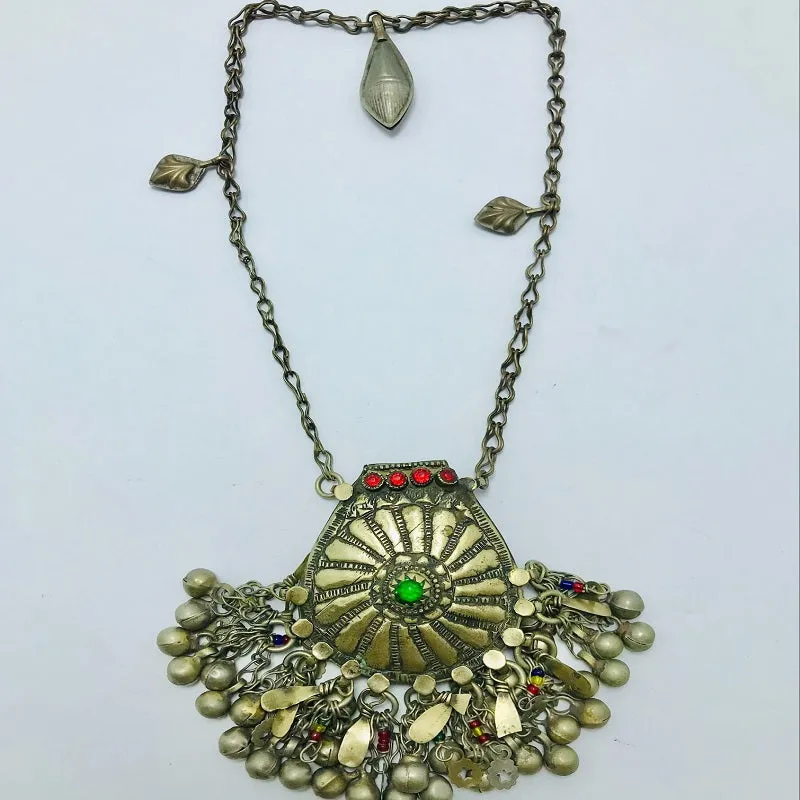 Vintage Massive Pendant Necklace With Dangling Bell