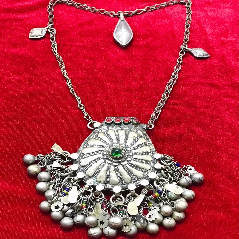 Vintage Massive Pendant Necklace With Dangling Bell