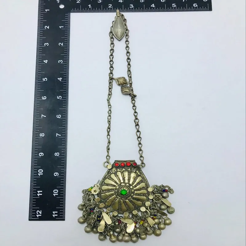 Vintage Massive Pendant Necklace With Dangling Bell