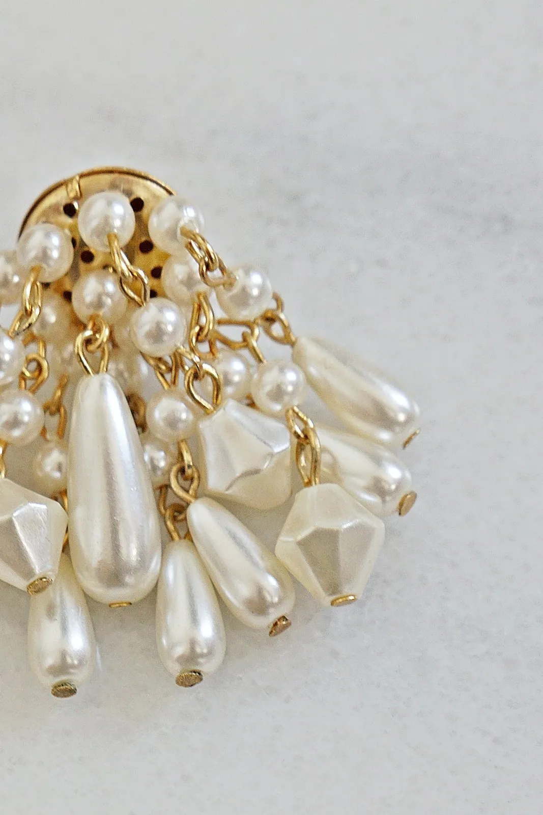 Vintage Pearl Cluster  Chandelier Earrings