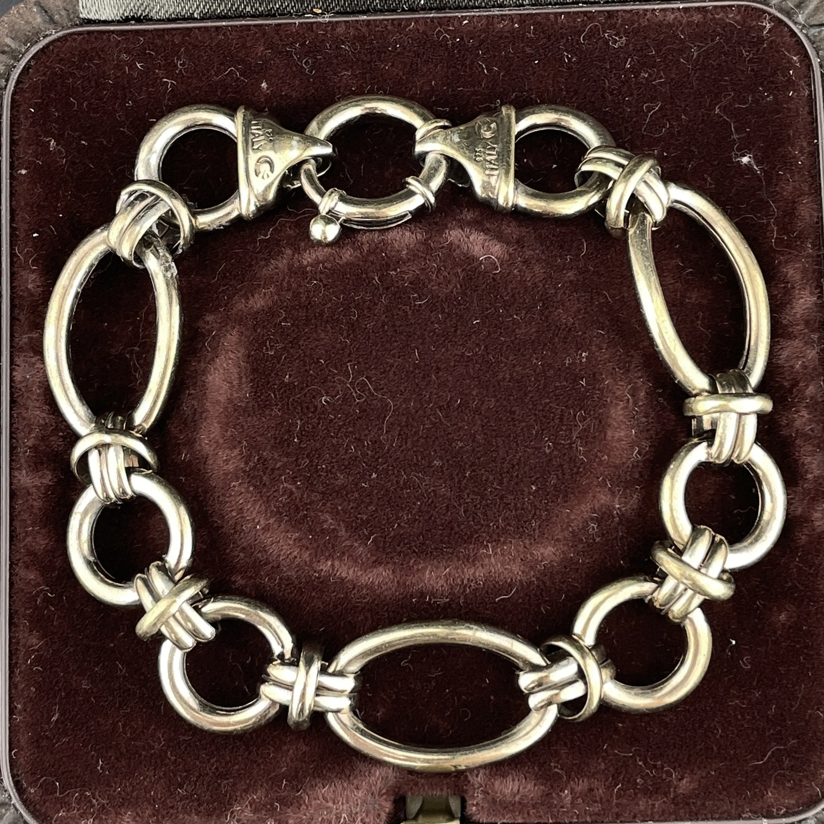 Vintage Sterling Silver Heavy Italian Curb Link Chain Bracelet