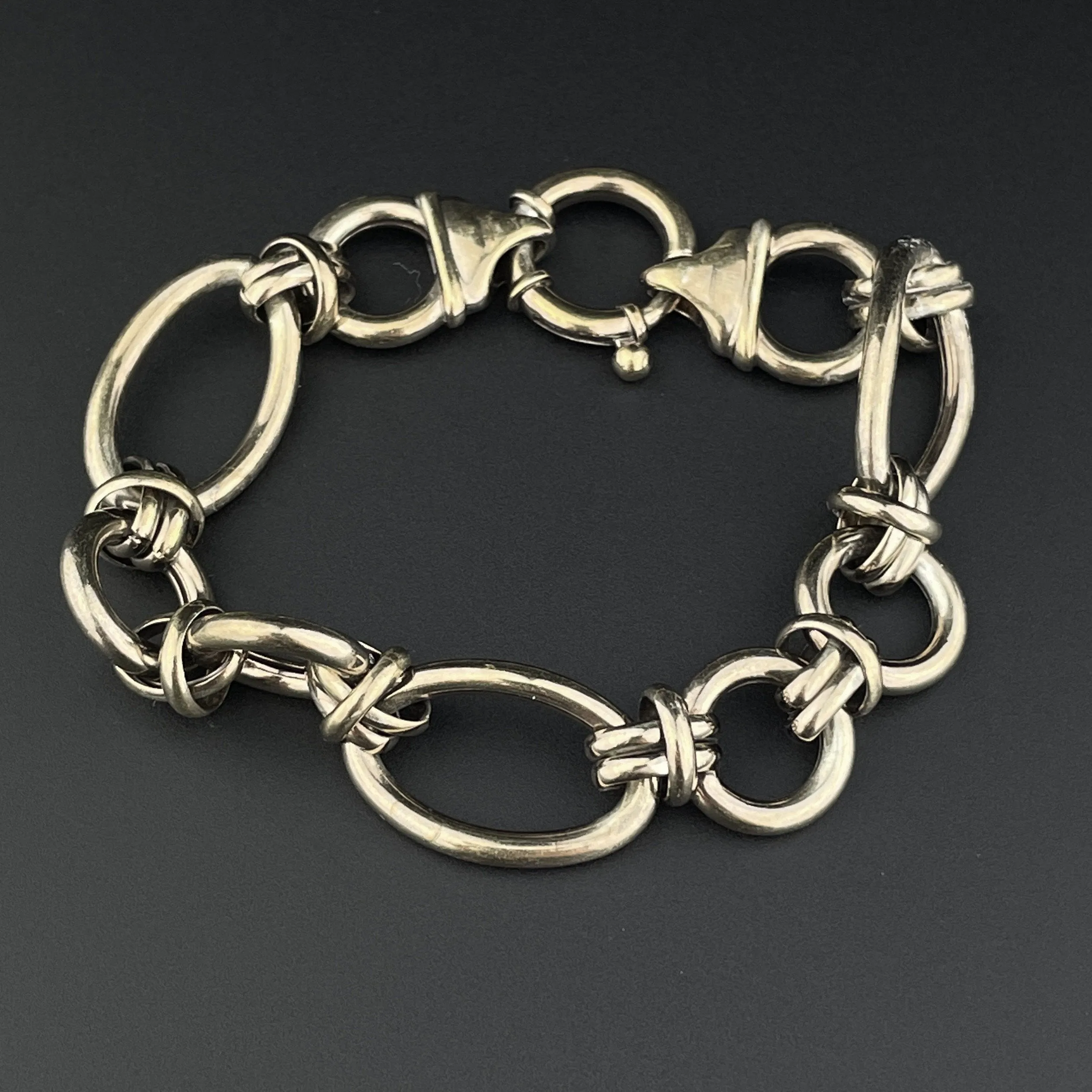 Vintage Sterling Silver Heavy Italian Curb Link Chain Bracelet