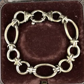 Vintage Sterling Silver Heavy Italian Curb Link Chain Bracelet