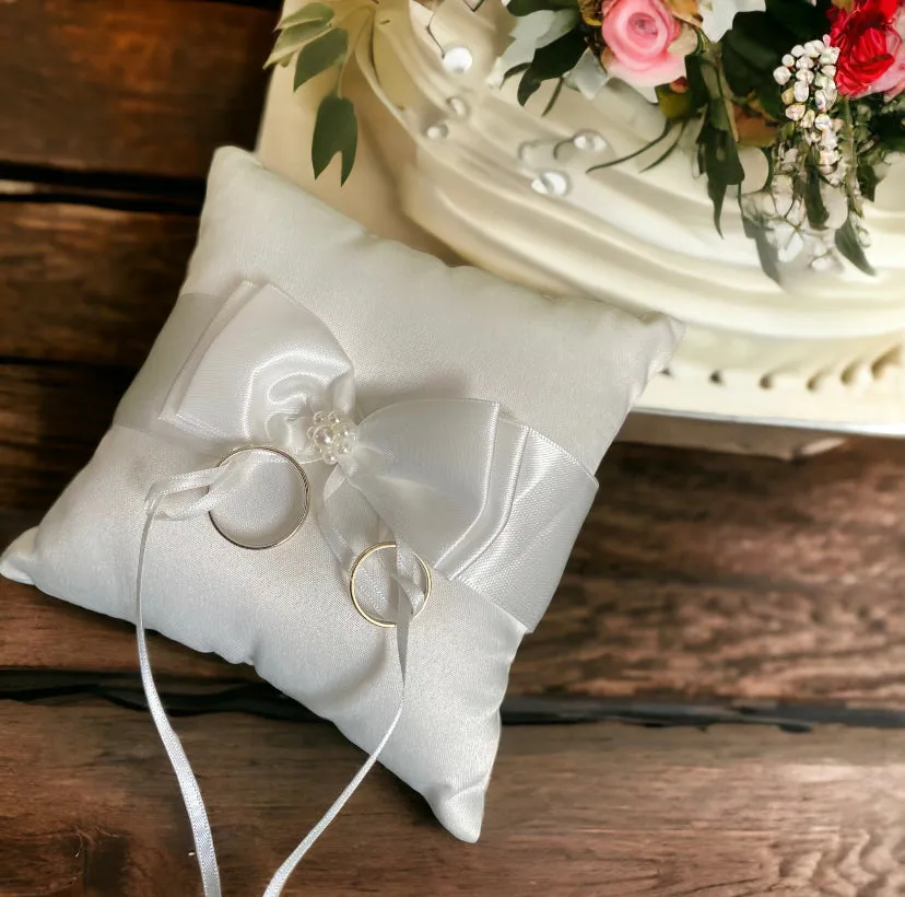 White Ring Bearer Cushion