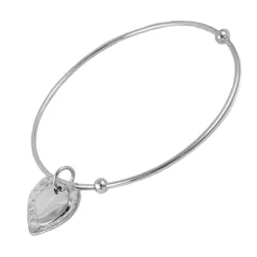 Womens Sterling Silver Bangle with Heart Charms