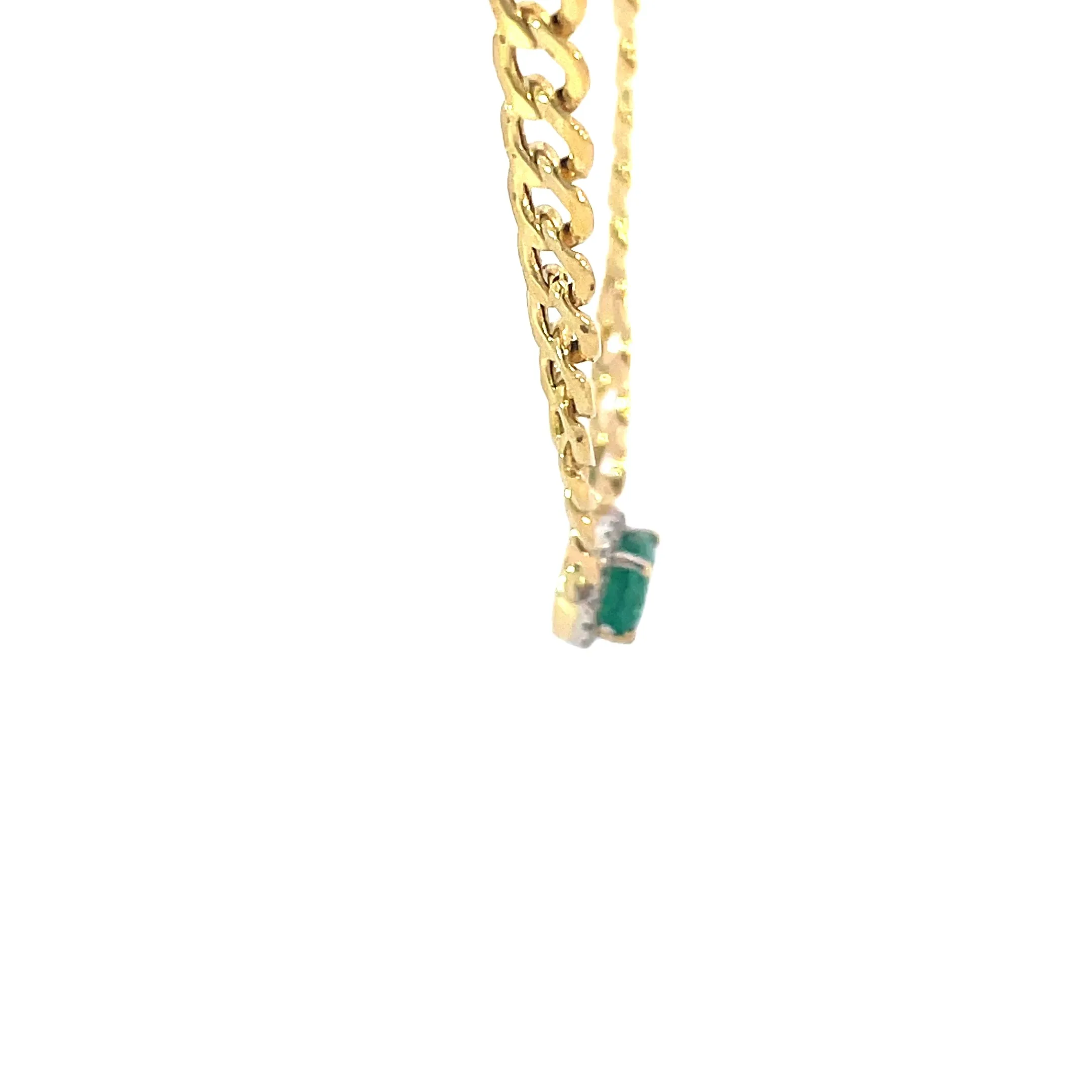 Yellow Gold Emerald Halo Necklace