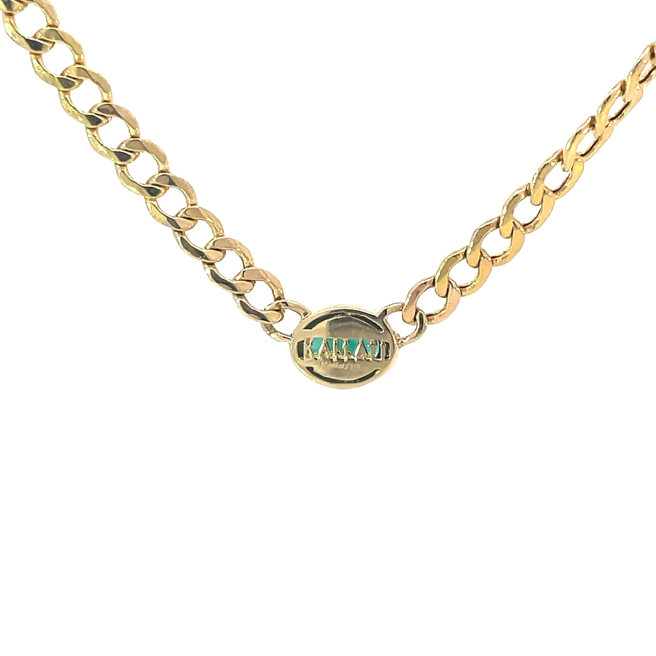 Yellow Gold Emerald Halo Necklace