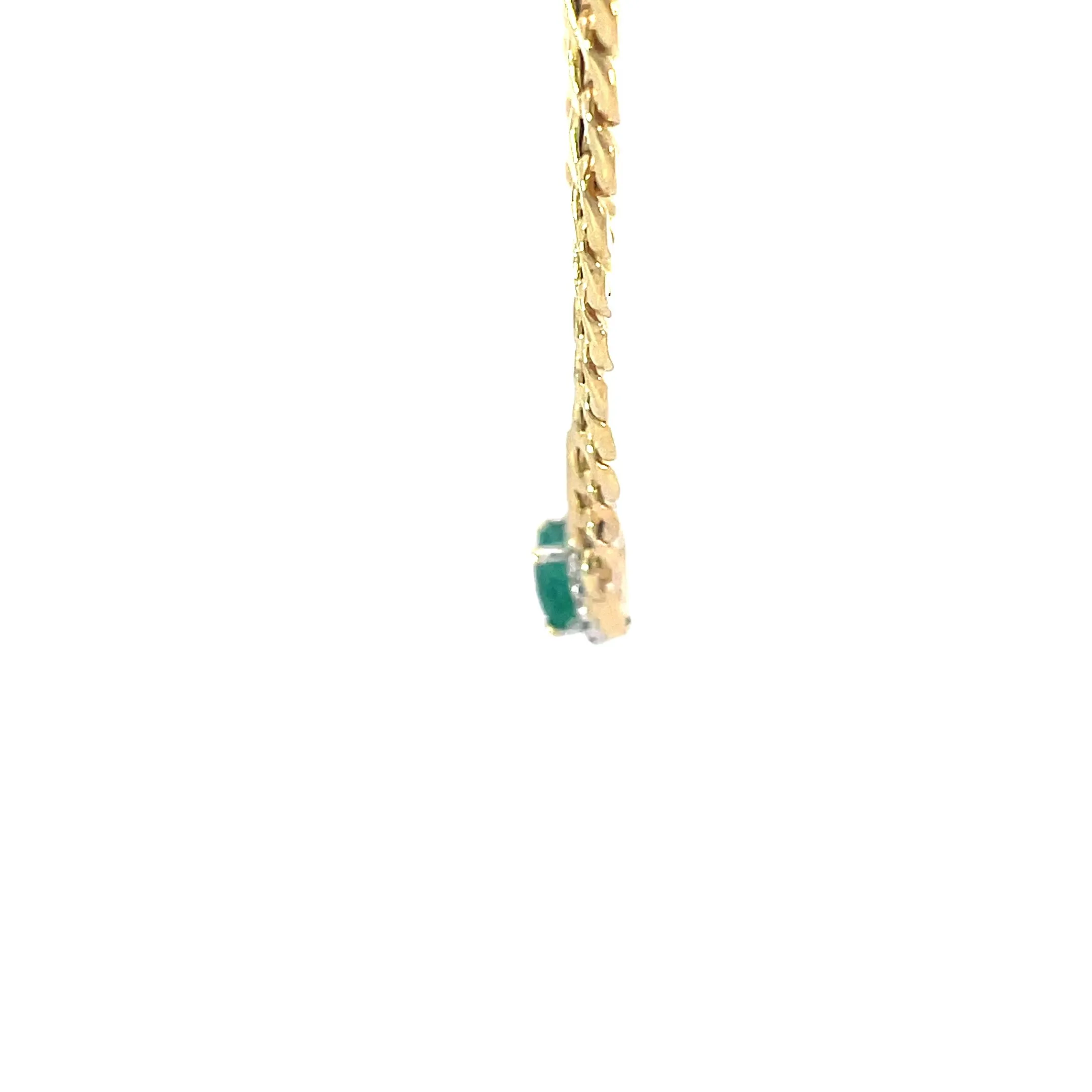 Yellow Gold Emerald Halo Necklace