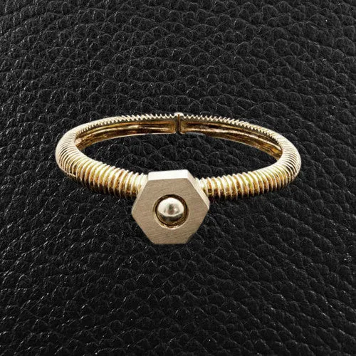 Yellow Gold Nut & Bolt Estate Bangle Bracelet