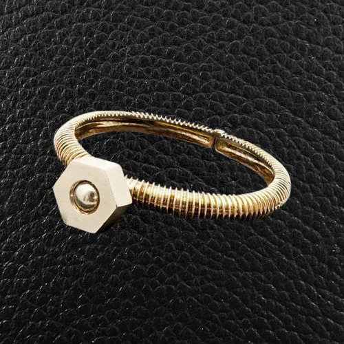 Yellow Gold Nut & Bolt Estate Bangle Bracelet